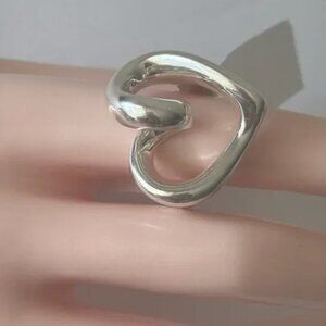 Indigo Falls Sterling Silver 925 Electroform Heart Statement Ring Sz.9